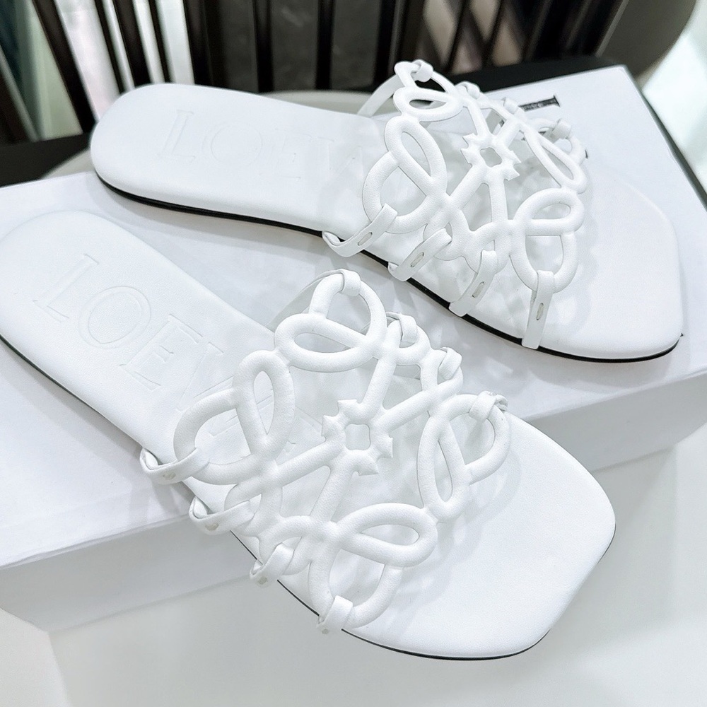 NEW Loewe White Anagram Cutout Sandals - Picture 2 of 4